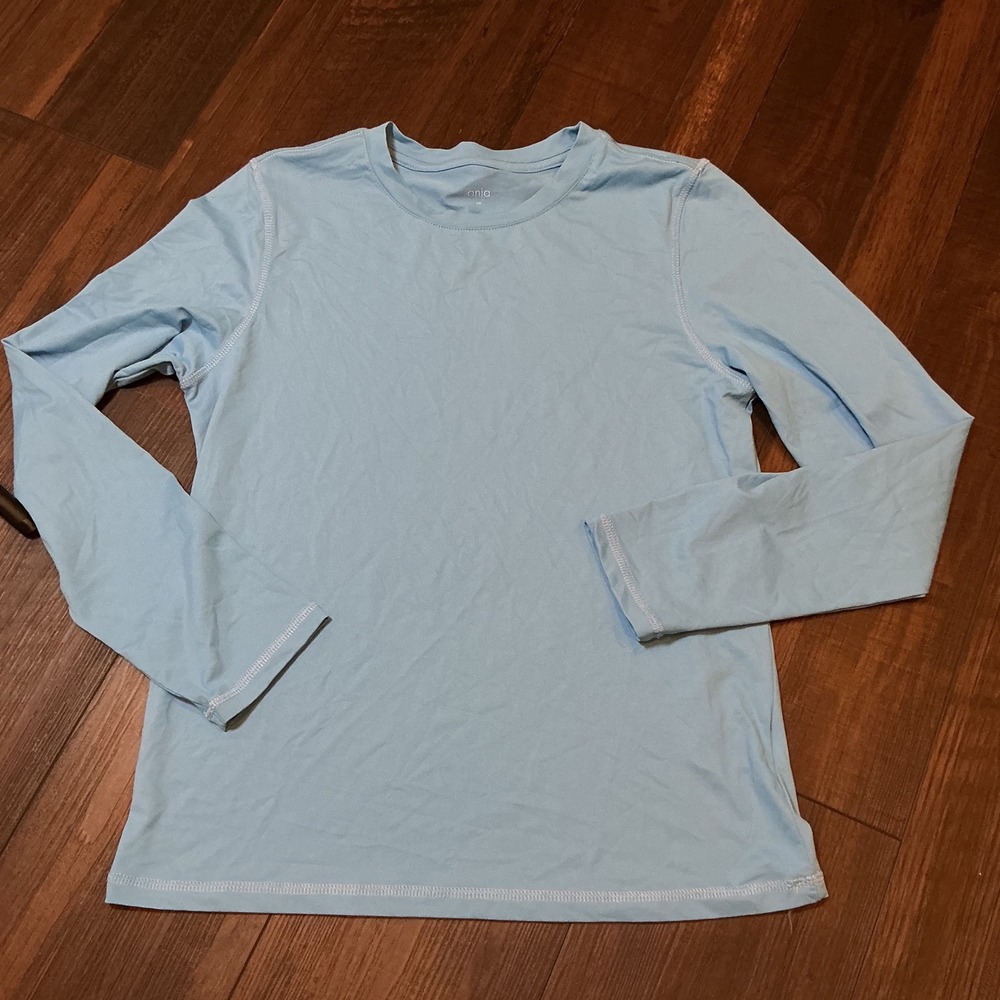 Onia Rash Guard Swim Shirt Light Blue Long Sleeve Sun Protection Large L Active